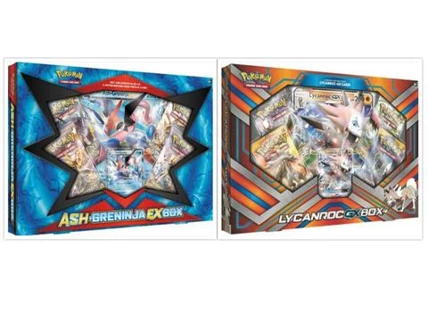 Pokemon Ash Greninja EX Collection Box and Lycanroc GX Collection Box Bundle, 1 of Each