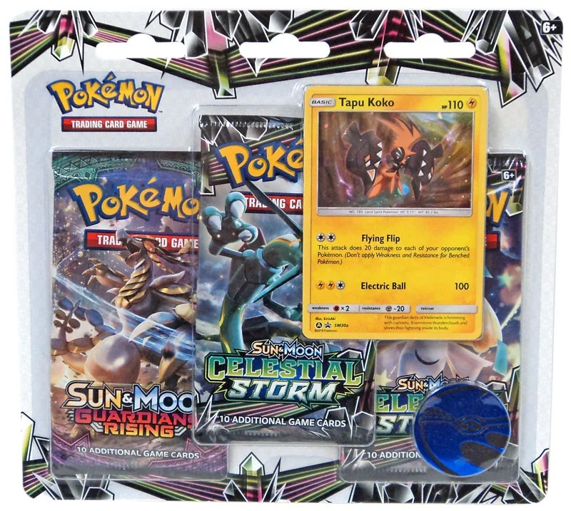 Pokemon Celestial Storm Tapu Koko 3-Pack Blister