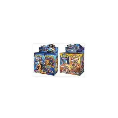 Pokemon Evolutions Booster Box and Sun & Moon Base Set Booster Box Card Game Bundle, 1 of Each