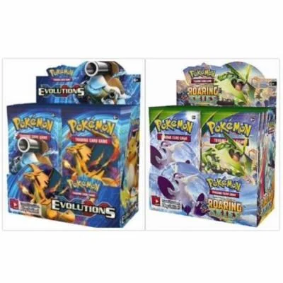 Pokemon Evolutions Booster Box and XY Roaring Skies Booster Box Card Game Bundle, 1 of Each