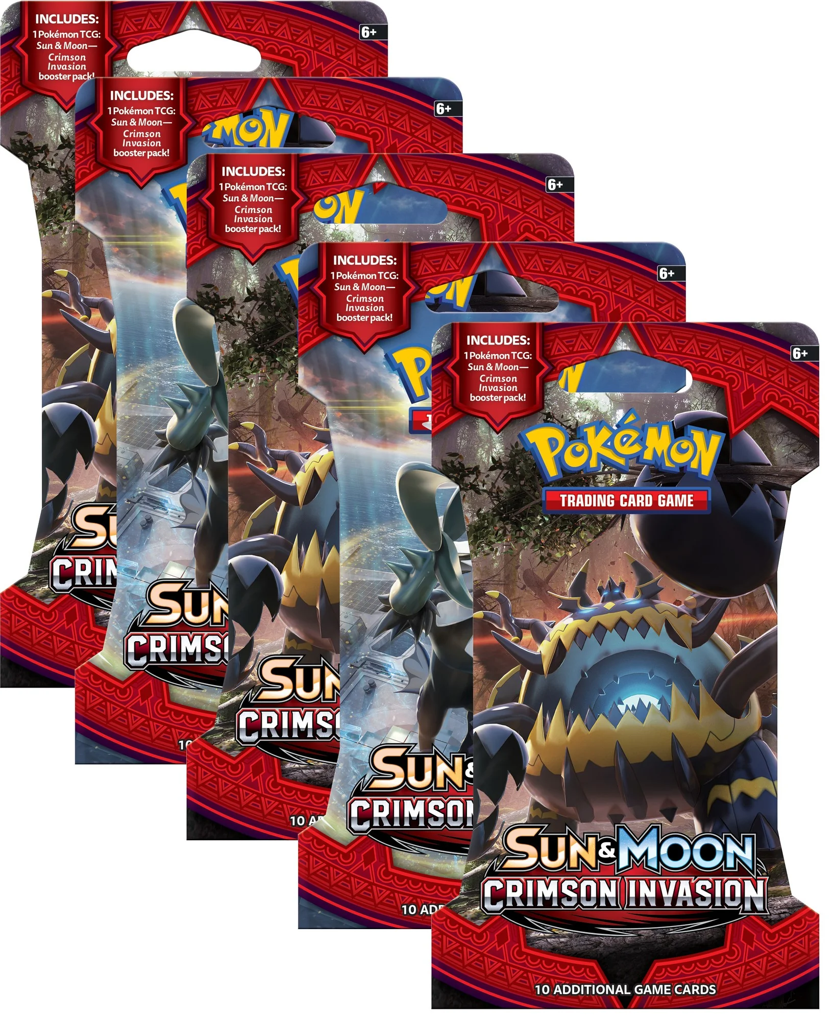 Pokemon Sun and Moon Crimson Invasion 5 Blistered Booster Packs