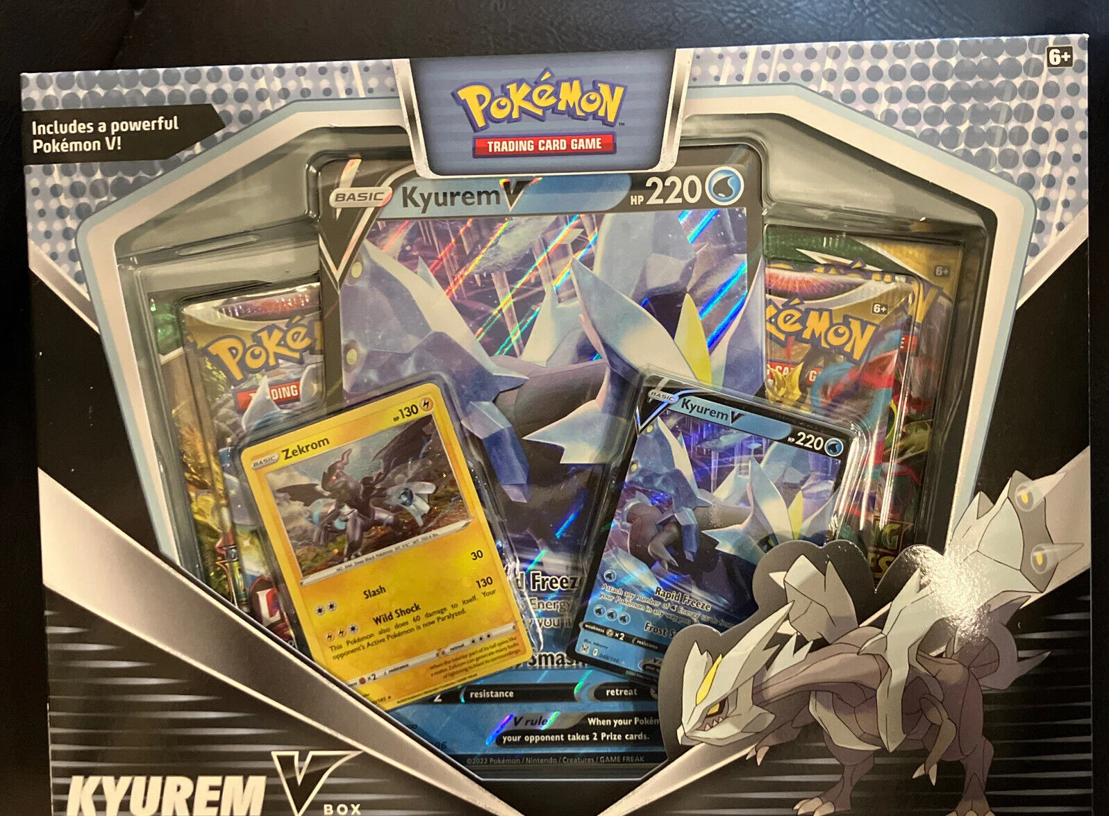 Pokemon Sword & Shield Kyurem V Box (4 Booster Packs 2 Foil Cards Oversize Card & More)