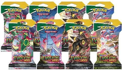 Pokemon Sword and Shield Evolving Skies (8) Sleeved Booster Packs Sealed