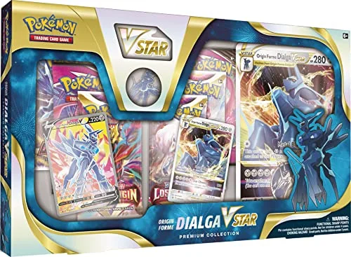 Pokemon TCG: Origin Forme Dialga VSTAR Premium Collection (2 Etched Foil Promo Cards, 1 Foil Oversize Card & 5 Booster Packs)