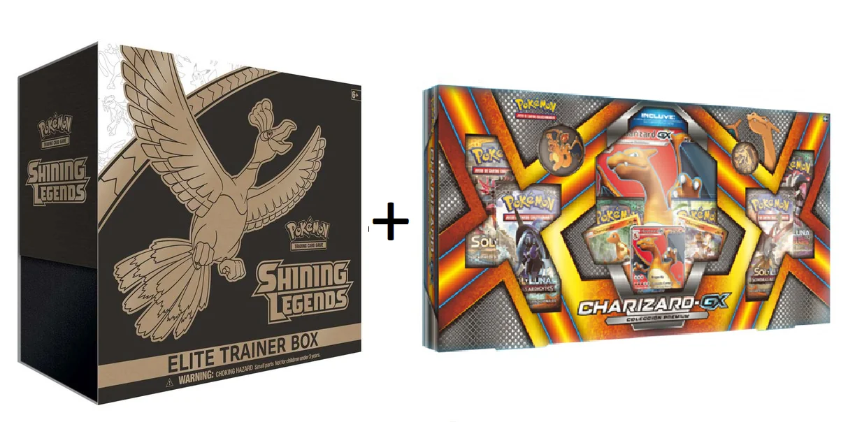 Pokemon TCG: Shining Legends Elite Trainer Box and Charizard-Gx Premium Collection Box