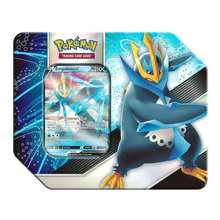 Pokemon TCG Strikers Tin Empoleon V Blue Booster Trading Card Game Tyranitar
