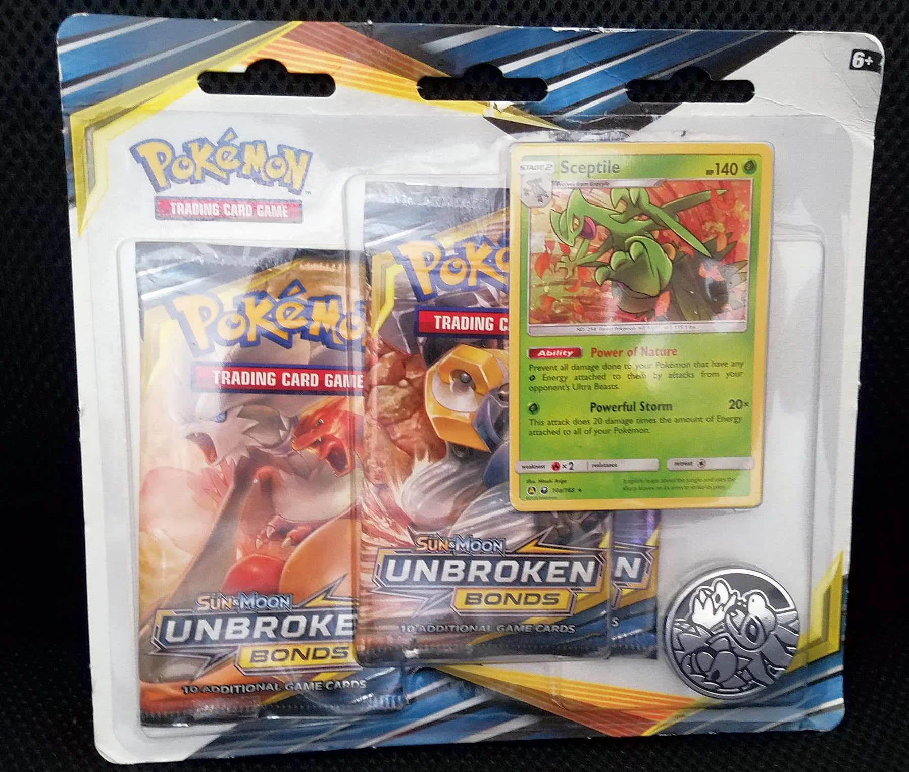 Pokemon TCG Sun & Moon 10 Unbroken Bonds 3 Pack Blister Sceptile