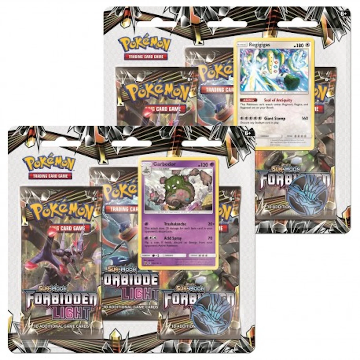 Pokemon TCG: Sun & Moon Forbidden Light Both 3 Pack Booster Blisters Featuring Garbodor and Regigas