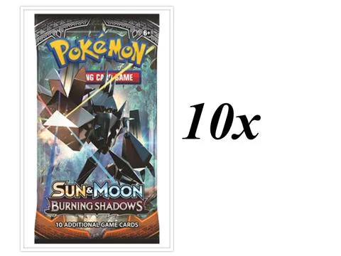 Pokemon TCG Sun and Moon Burning Shadows 10 Booster Pack Lot