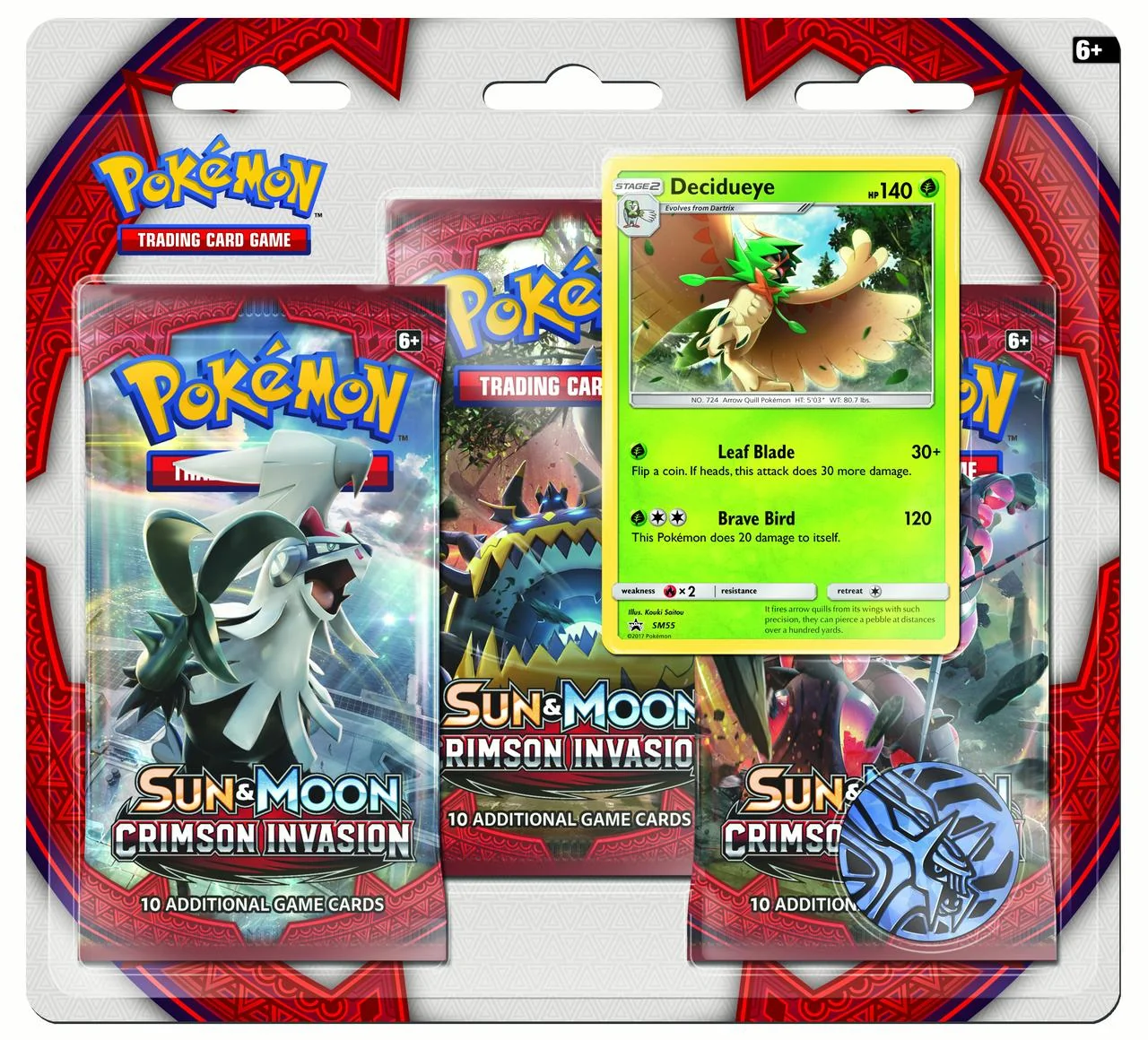 Pokemon TCG: Sun and Moon Crimson Invasion 3 Pack Booster Decidueye