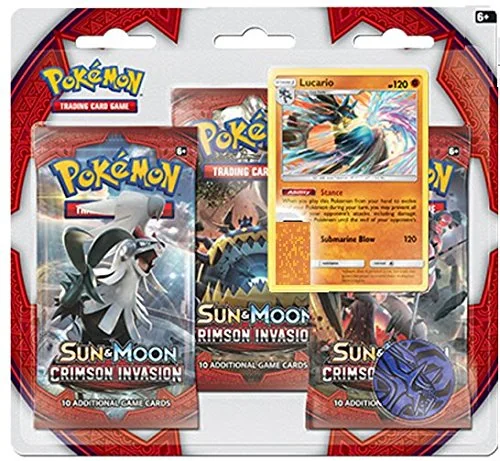 Pokemon TCG: Sun and Moon Crimson Invasion 3 Pack Booster Lucario