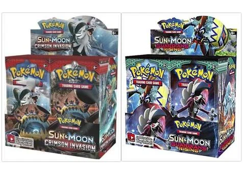 Pokemon Trading Card Game Crimson Invasion Booster Box and Sun & Moon Guardians Rising Booster Box Bundle, 1 of Each