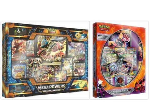 Pokemon Trading Card Game Mega Powers Collection Box and Ultra Beasts Buzzwole GX Premium Collection Box Bundle, 1 of Each