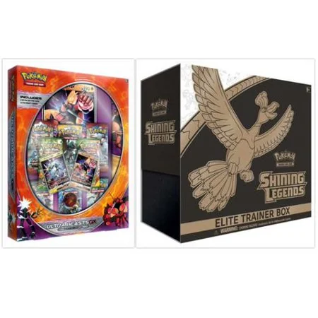 Pokemon Trading Card Game Ultra Beasts Buzzwole GX Premium Collection and Shining Legends Elite Trainer Box Bundle, 1 of Each