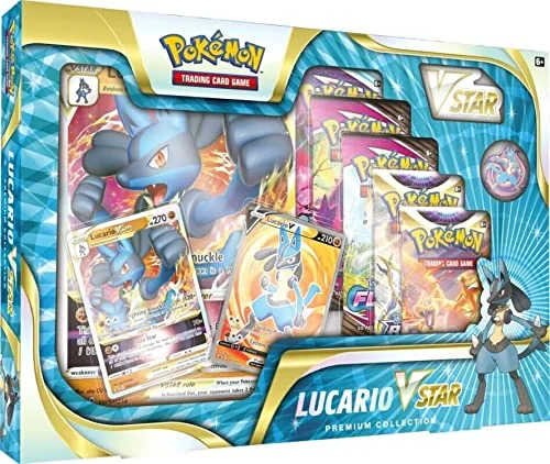 Pokemon Trading Card Games Lucario VSTAR Premium Collection - 6 Pokemon TCG Booster Packs