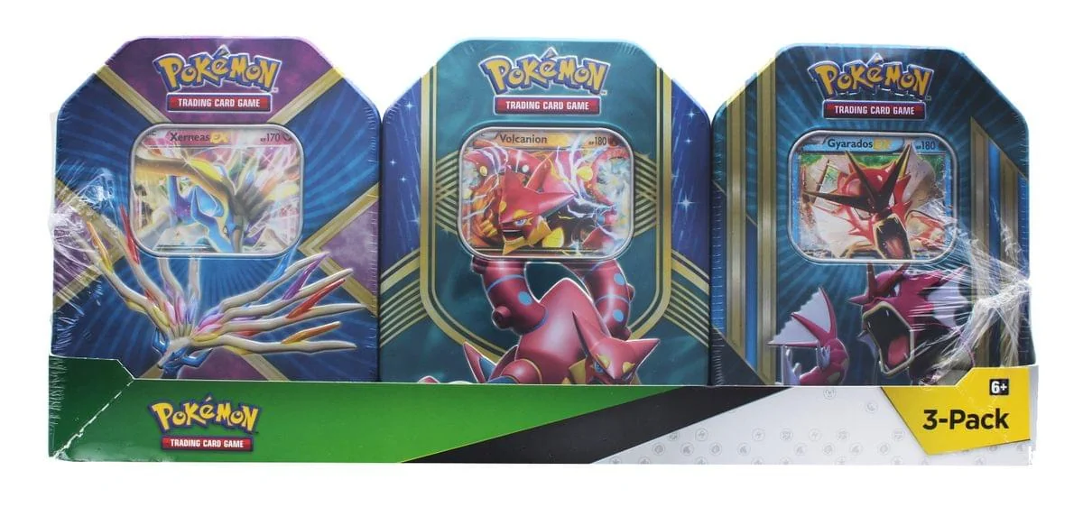 Pokemon Trading Card Tin 3-Pack - Volcanion Shiny Gyarados Xerneas