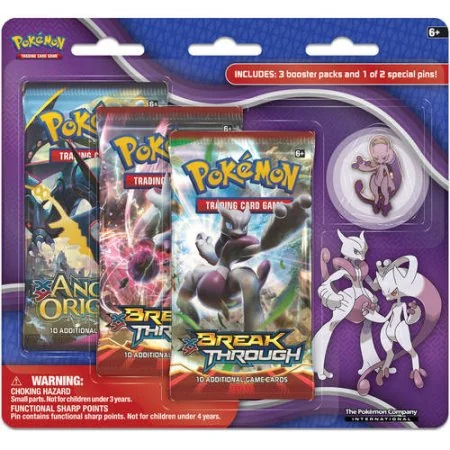 Pokemon XY8 Mega Mewtwo Blister 3-Pack with Pin